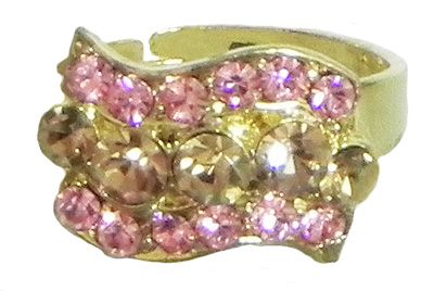 Pink and Rust Stone Studded Adjustable Ring