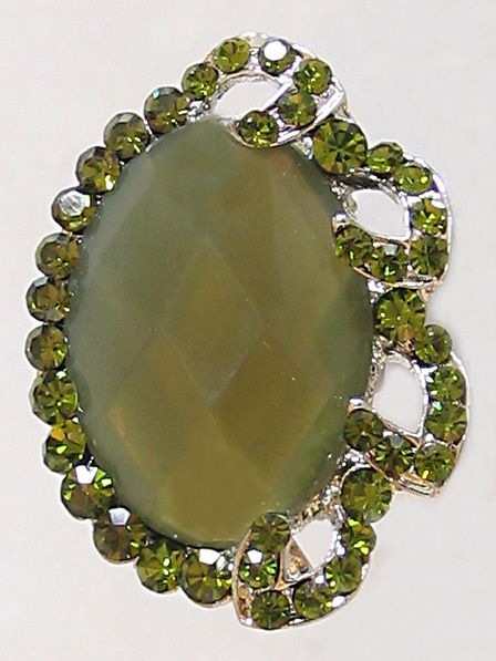 Forest Beauty - Olive Green Stone Studded Adjustable Ring