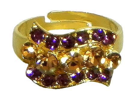 Purple and Brown Stone Studded Adjustable Ring