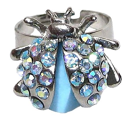 Blue Stone Studded Metal Ring