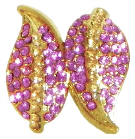 Pink Stone Studded Two Leaf Ring