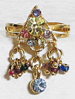 Pyramid - Multicolor Stone Studded Adjustable Ring