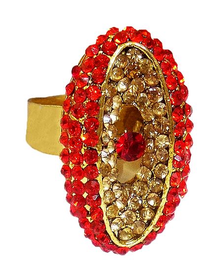 Saffron and Yellow Stone Studded Adjustable Ring