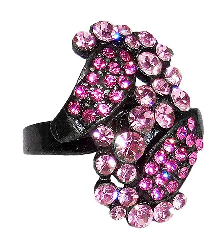 Pink Stone Studded Adjustable Ring
