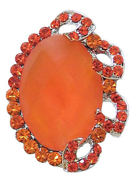 Dark Saffron Stone Studded Adjustable Ring
