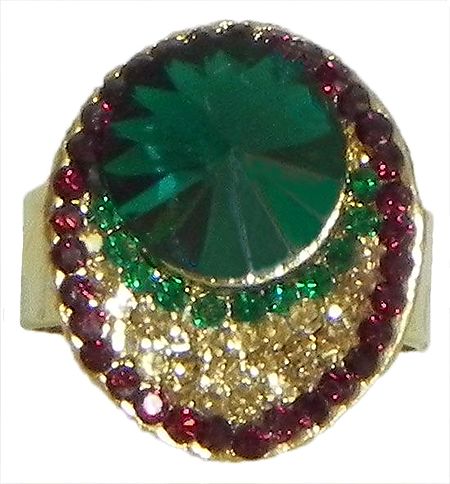 Three Color Zirconia Stone Studded Ring