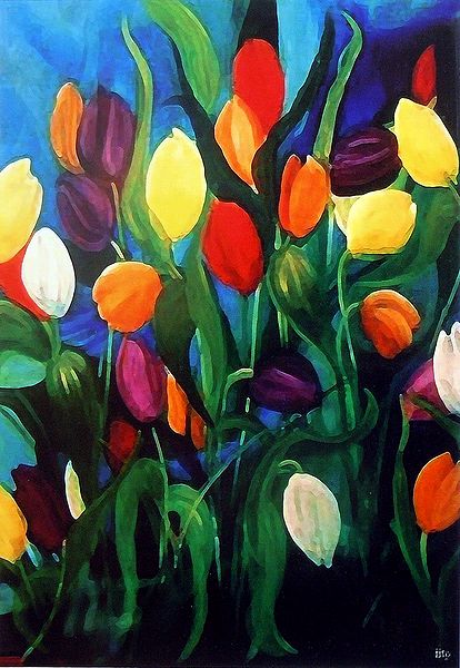 Bunch of Colorful Tulips