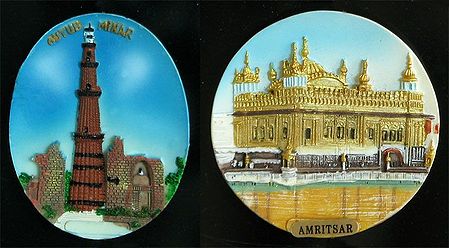 Qutab Minar in Delhi and Golden Temple in Amritsar - Set of Two Magnets