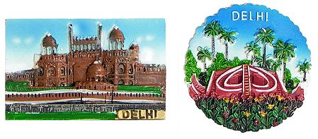 Red Fort and Jantar Mantar in Delhi - Set of Two Magnets