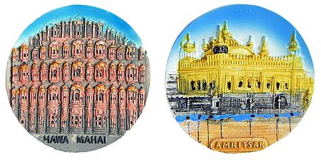 Hawa Mahal and Golden Temple in Jaipur and Amritsar - Set of Two Magnets