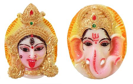  Face of Kali and Ganesha - Set of Two Magnets