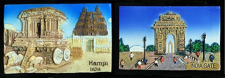 Hampi in Karnataka and India Gate in Delhi - Set of Two Magnets