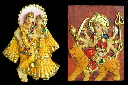 Radha Krishna and Bhagawati - Set of Two Magnets