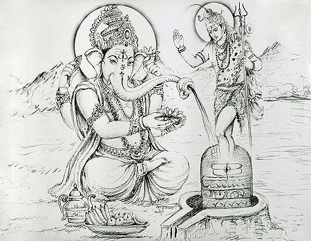 Ganesha Propitiating Lord Shiva