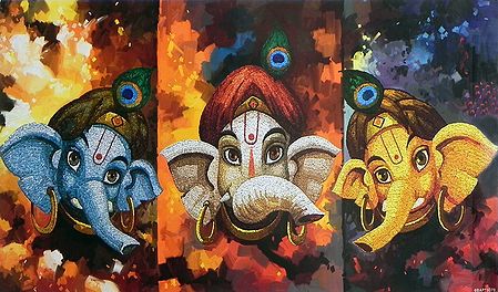 Three Cute Ganesha Faces