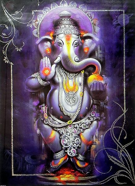 Lord Ganesha - (Poster with Glitter)