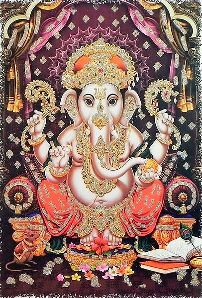 Lord Ganesha - ( Poster with Glitter )