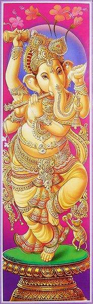 Lord Ganesha Playing Flute