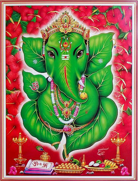 Lord Ganesha Made of Leaf