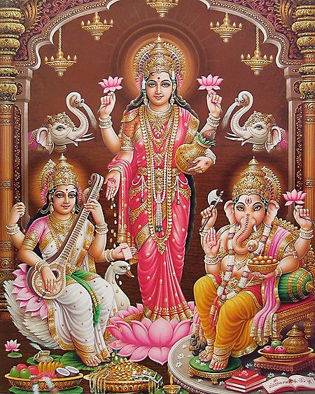 Lord Ganesha,Goddess Lakshmi and Goddess Saraswati