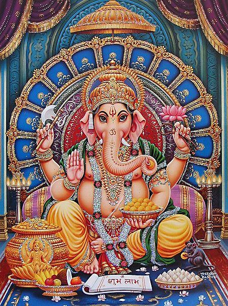 Lord Ganesha - (Poster with Glitter )