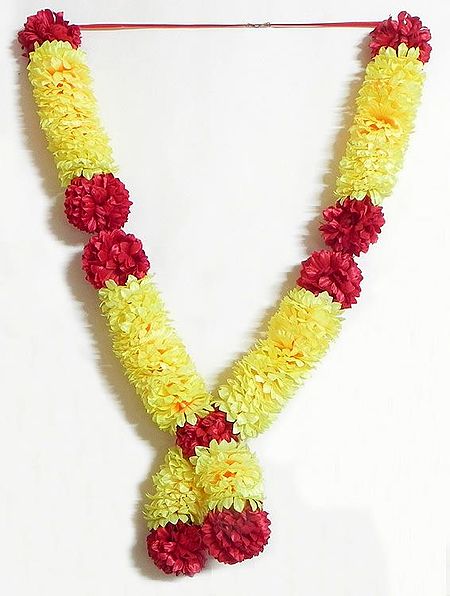 Red and Yellow Synthetic Ribbon Flower Garland
