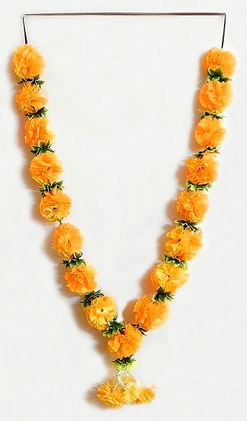 Golden Yellow with Green Ribbon Artificial Garland