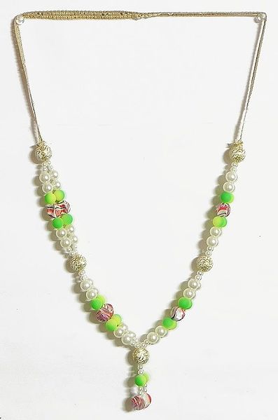 White and Green Bead Garland