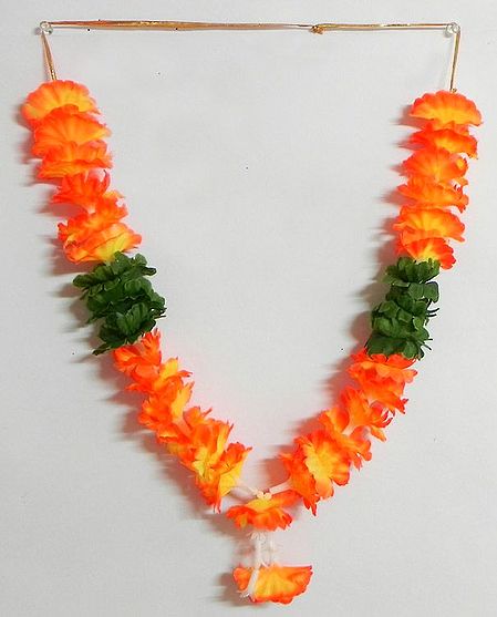 Saffron with Yellow Ribbon Artificial Flower Garland