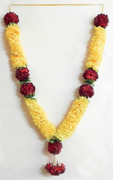 Yellow with Red Ribbon Artificial Garland
