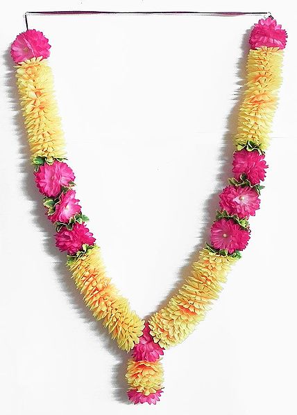 Yellow with Pink and Green Cloth Garland