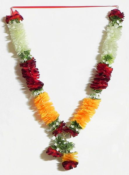 Red and Yellow and Off-White Cloth Garland
