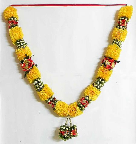 Yellow and Red Ribbon Flower Garland