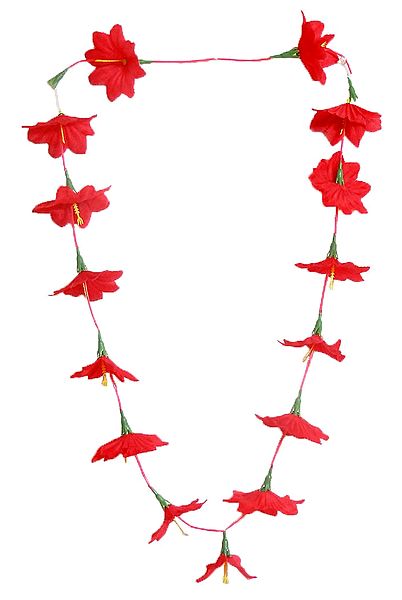 Red Synthetic Cloth Hibiscus Garland
