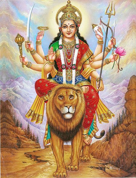 Goddess Durga Sitting on Lion