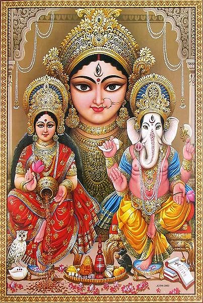 Durga, Lakshmi and Ganesha