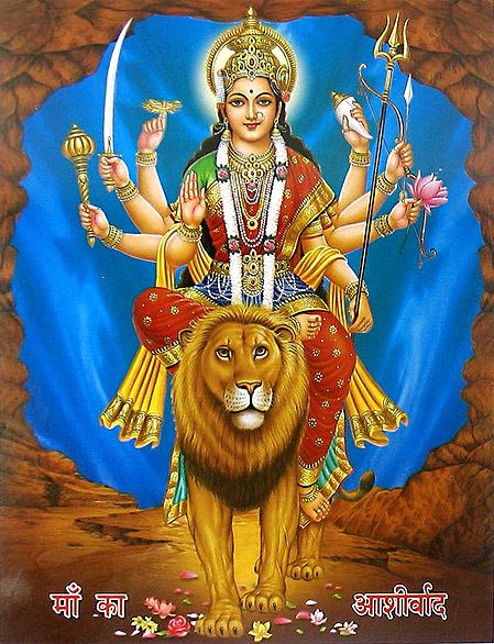 Durga Sitting on Lion