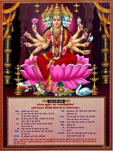 Goddess Gayatri Mantra - (Laminated Poster)