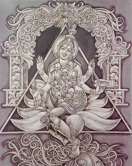 Goddess Kali Sitting on Lotus