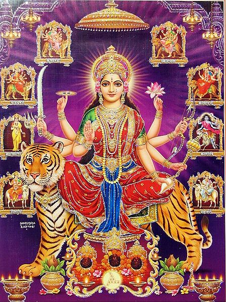 Navadurga - Nine Form of Durga (Poster with Glitter)