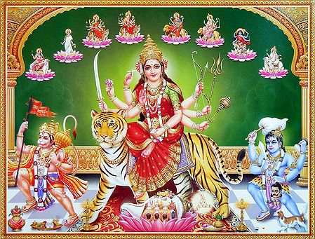 Nava Durga with Hanuman and Bhairav