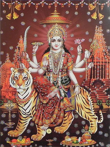 Sherawali Mata - Glitter Poster