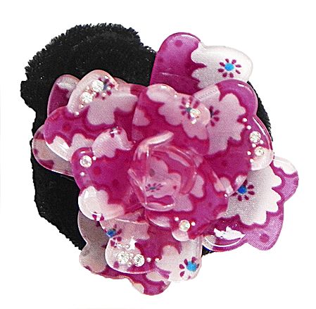 White and Dark Pink Acrylic Flower Hair Band