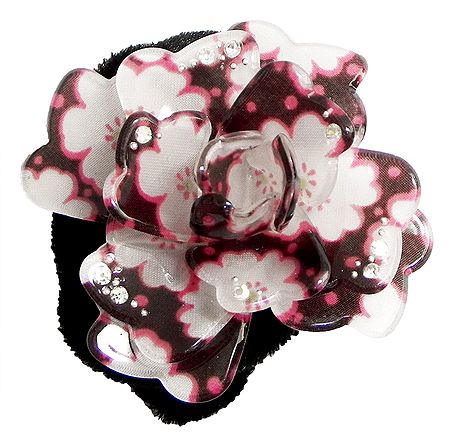 White and Maroon Acrylic Flower Hair Band