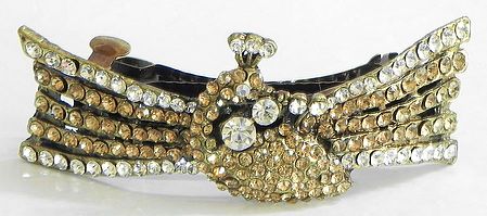 Faux Citrine and Cubic Zirconia Peacock Hair Clip