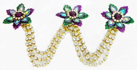 Multicolor and White Stone Studded Metal Jewelry for Hair
