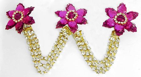 Magenta and White Stone Studded Metal Jewelry for Hair