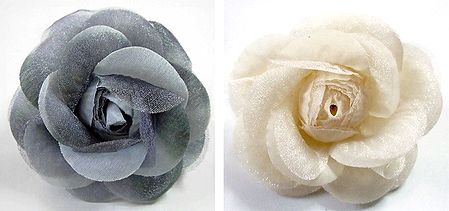 Pair of Grey and Off-white Rose Hair Clip (can be used as Brooch also)