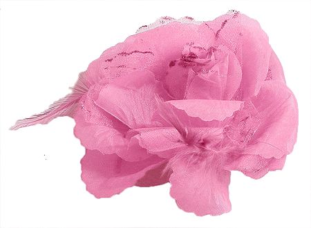 Light Pink Rose Hair Clip with Feather (can be used as Hair Band and Brooch also)