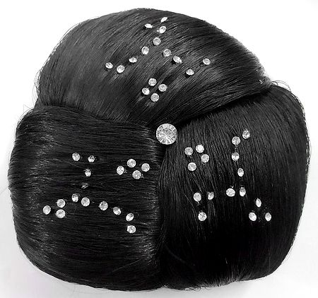 Stone Studded Designer Black Hair Bun